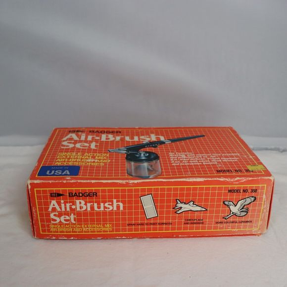 Vintage Badger Air Brush Set Model 350-3 Single Action Air Brush & Accessories - Picture 7 of 12